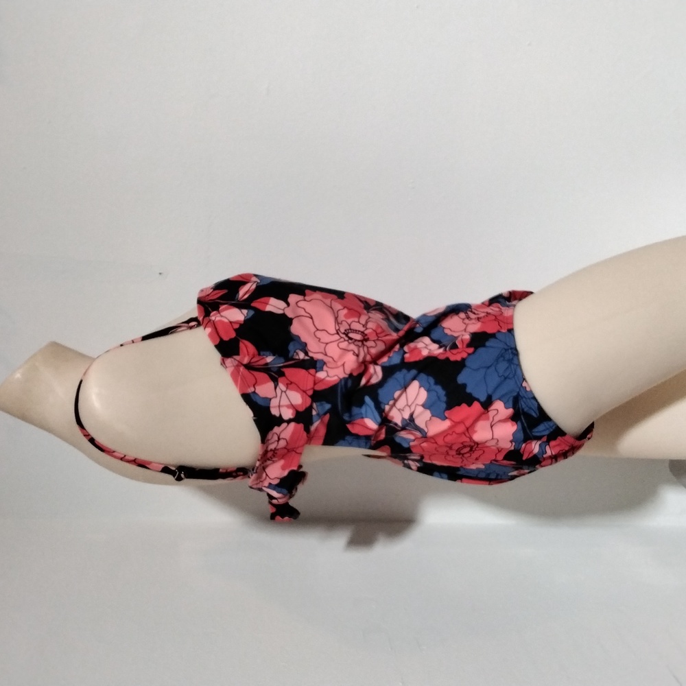 Kona Sol Floral 1 Piece Bathing Suit w/Tie Back and Adjustable Straps Size L - Picture 5 of 16